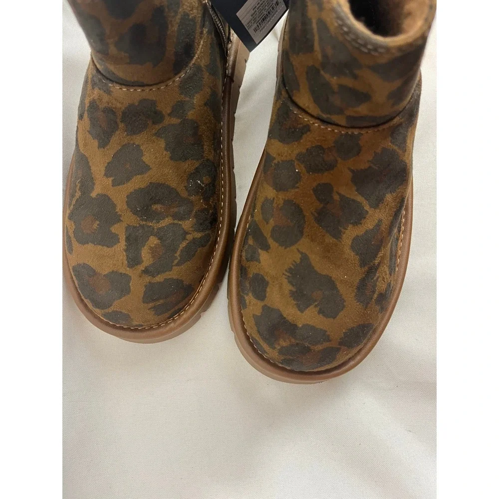 Universal Thread Leopard Print Ankle Boots Memory Foam‎ Lug Sole Brown Womens 8
